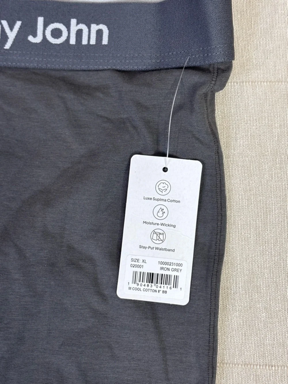 Tommy John Cool Cotton Boxer Briefs XL Gray 8” Luxe Stretch NWT